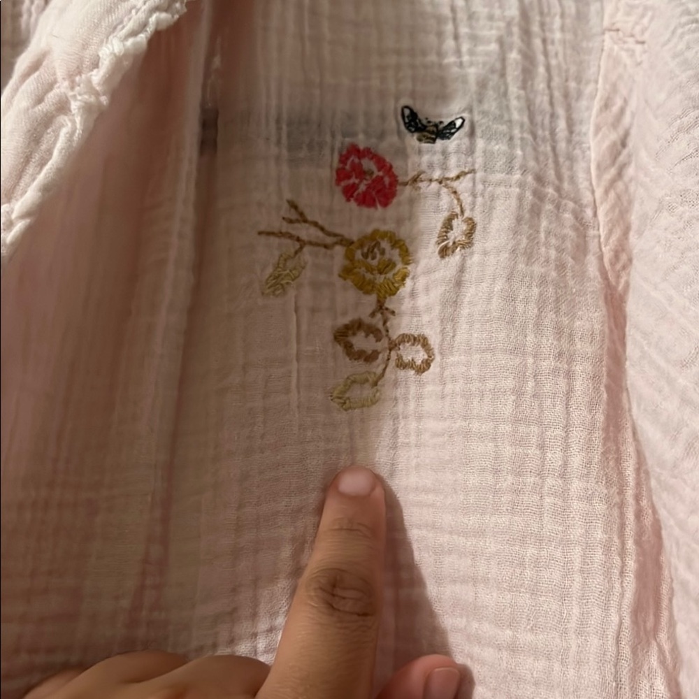 Anthropologie Pink Shirt with Embroidered - Picture 3 of 9